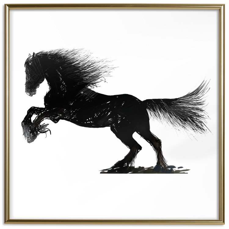 Poster Galloping Stallion - black and white composition with the silhouette of a racing horse 118754 additionalImage 20