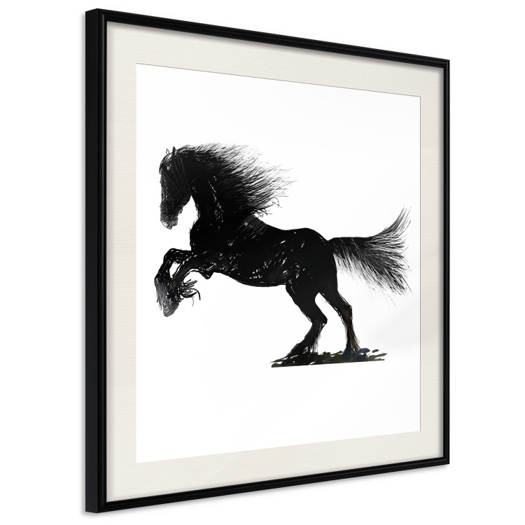 Poster Galloping Stallion - black and white composition with the silhouette of a racing horse 118754 additionalImage 3