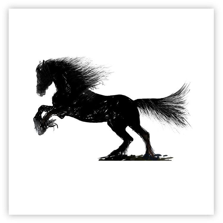 Poster Galloping Stallion - black and white composition with the silhouette of a racing horse 118754 additionalImage 25
