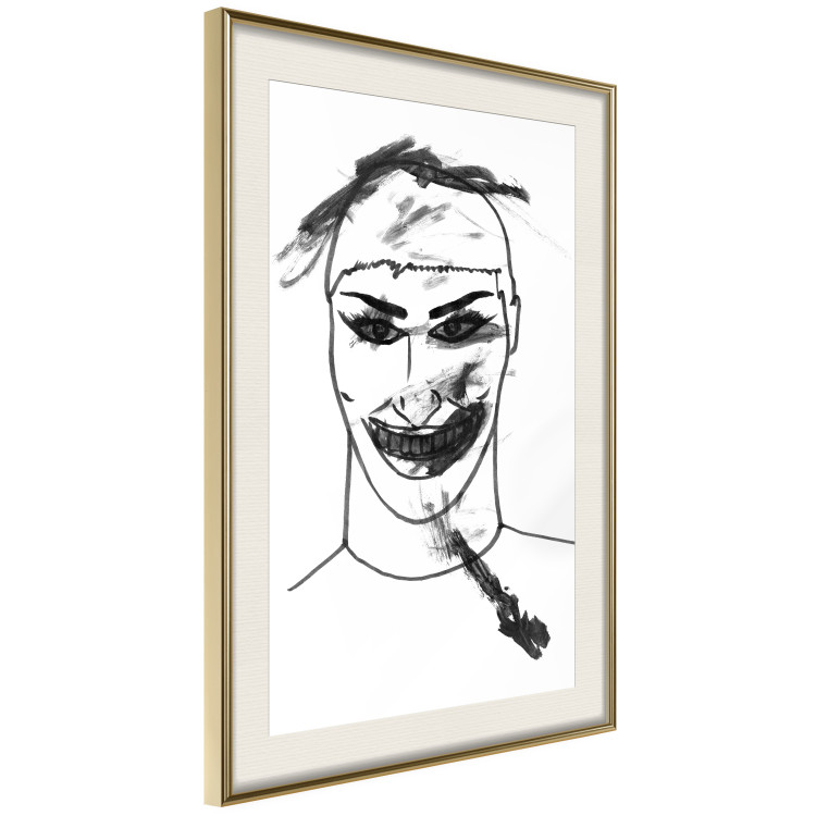 Poster Joker - black and white unconventional portrait of a man amidst dark spots 119254 additionalImage 2