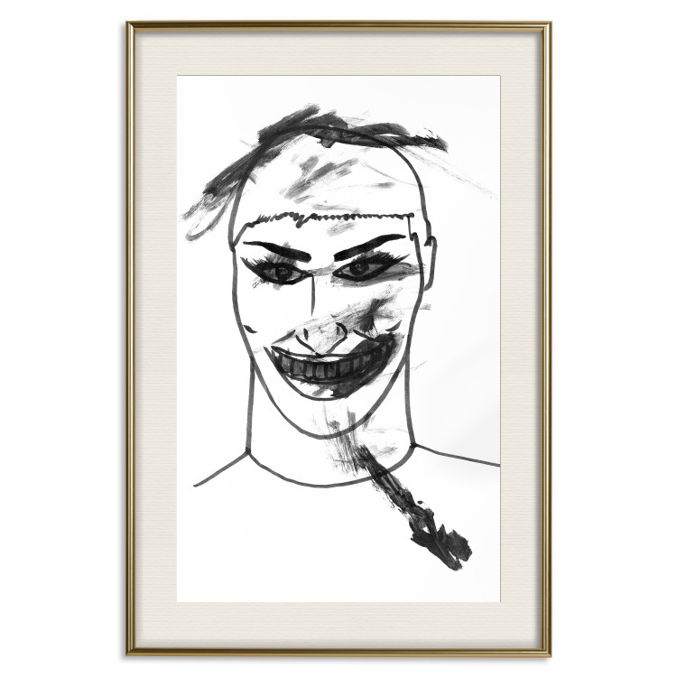 Poster Joker - black and white unconventional portrait of a man amidst dark spots 119254 additionalImage 19