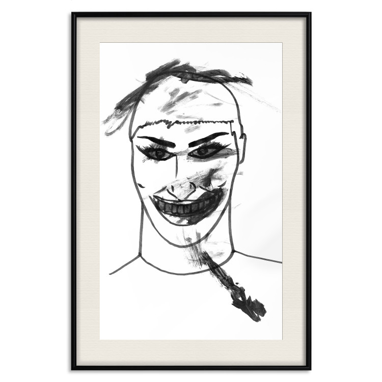 Poster Joker - black and white unconventional portrait of a man amidst dark spots 119254 additionalImage 18