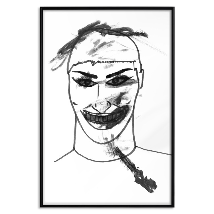 Poster Joker - black and white unconventional portrait of a man amidst dark spots 119254 additionalImage 24