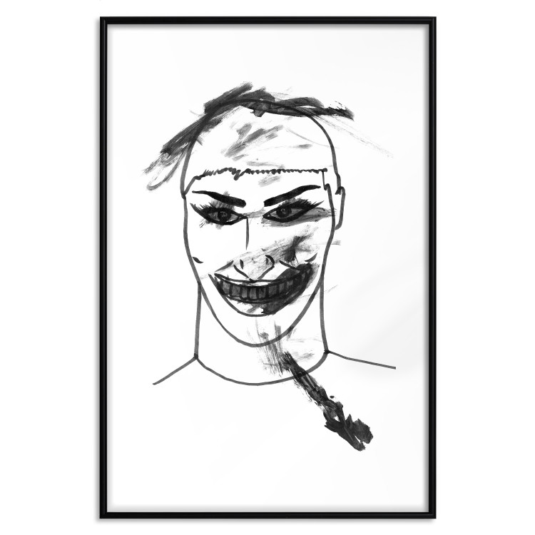 Poster Joker - black and white unconventional portrait of a man amidst dark spots 119254 additionalImage 15