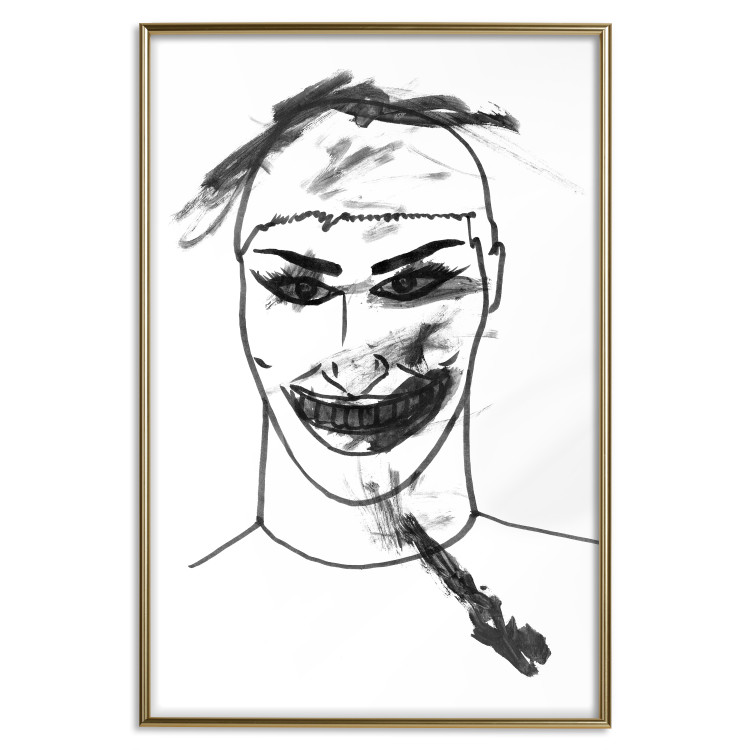 Poster Joker - black and white unconventional portrait of a man amidst dark spots 119254 additionalImage 20