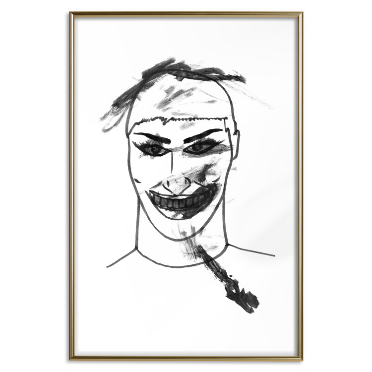 Poster Joker - black and white unconventional portrait of a man amidst dark spots 119254 additionalImage 16