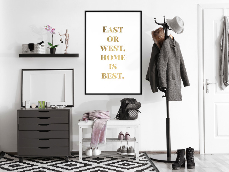 Wall Poster Gold Home Is Best - English text in a quote format on a white background 122954 additionalImage 6
