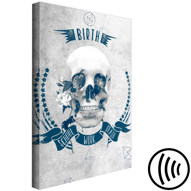 Canvas Skull and flowers - steam punk style graphic with English inscription 123554 additionalImage 6
