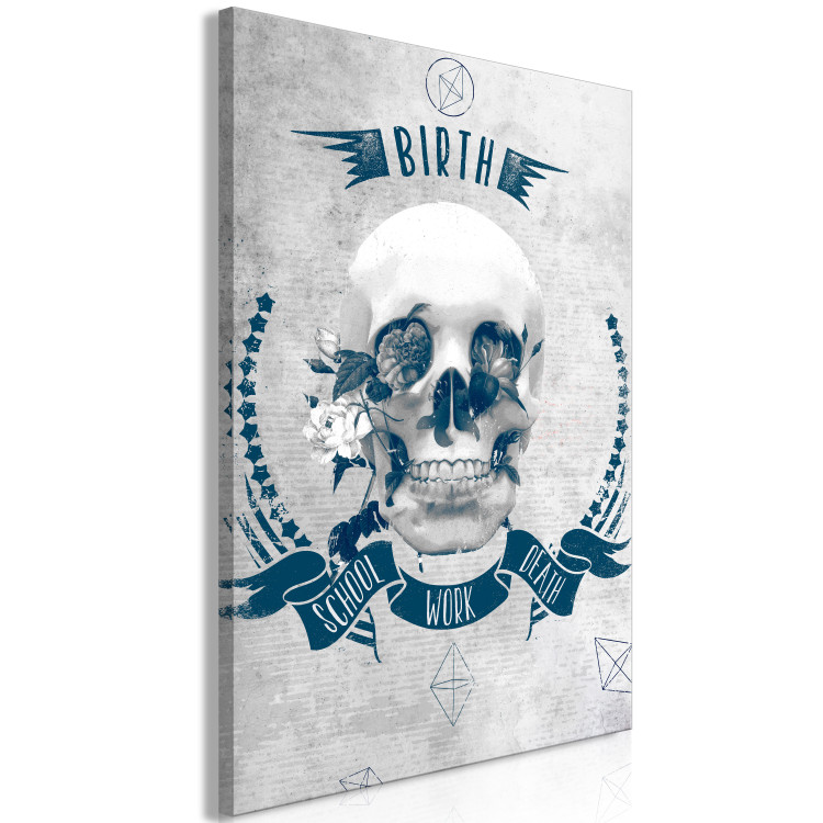 Canvas Skull and flowers - steam punk style graphic with English inscription 123554 additionalImage 2