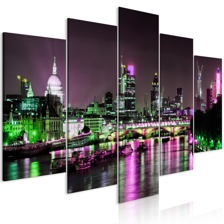 Canvas Print Night view of London - skyscrapers, St. Paul's cathedral and Thames 123654 additionalImage 2