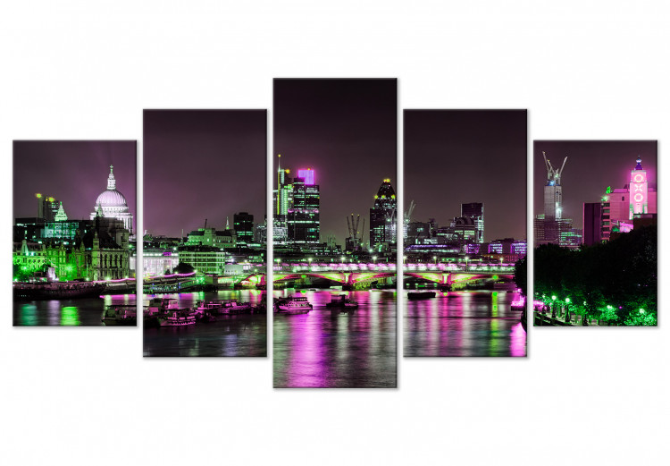 Canvas Print Night view of London - skyscrapers, St. Paul's cathedral and Thames 123654