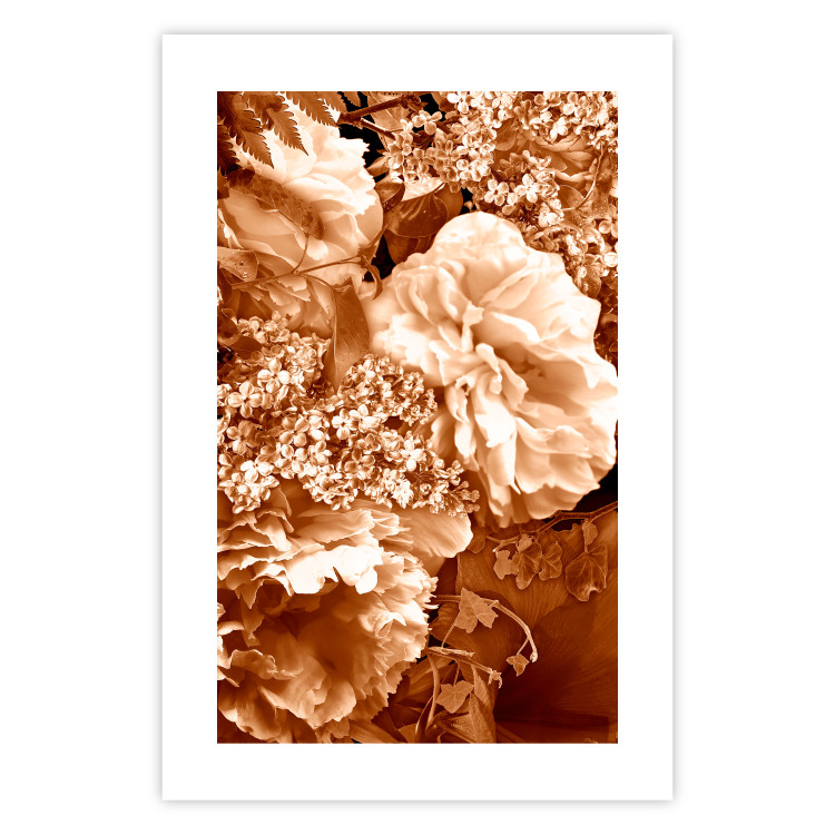 Poster Warm Scent - large and small plant flowers in autumn sepia tone 123854 additionalImage 25