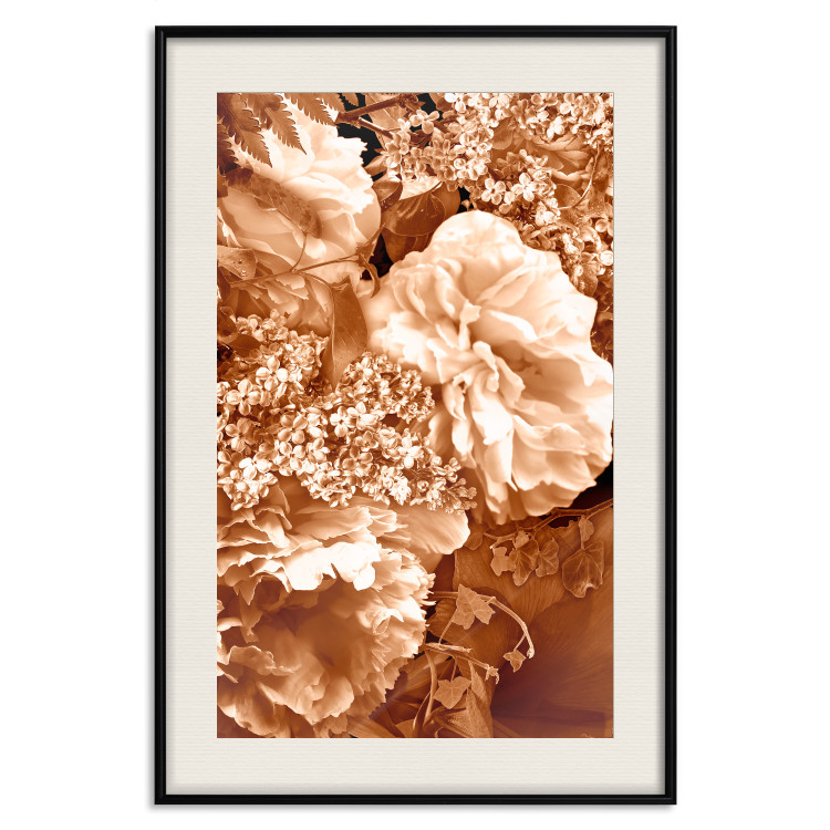 Poster Warm Scent - large and small plant flowers in autumn sepia tone 123854 additionalImage 21