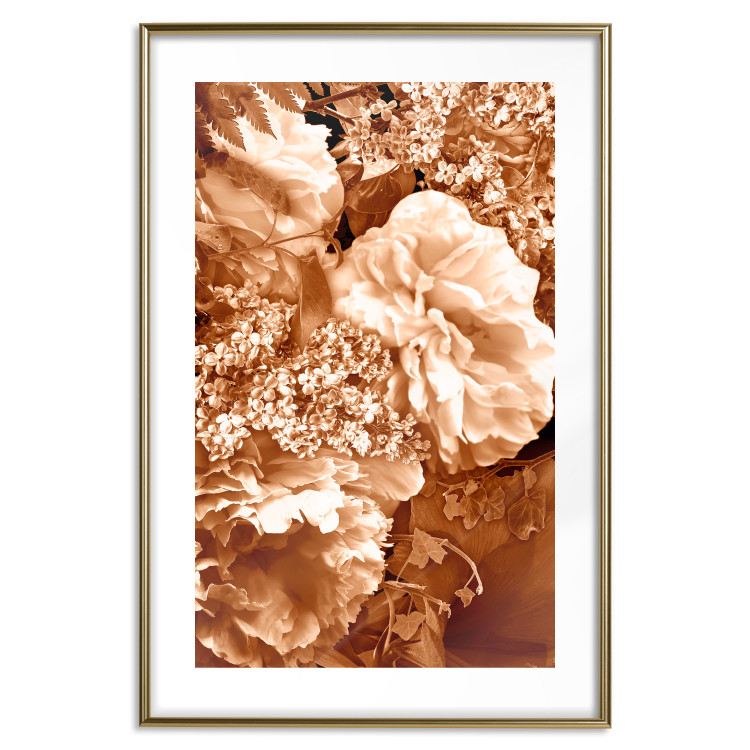 Poster Warm Scent - large and small plant flowers in autumn sepia tone 123854 additionalImage 23