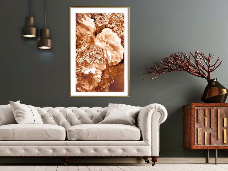 Poster Warm Scent - large and small plant flowers in autumn sepia tone 123854 additionalImage 15