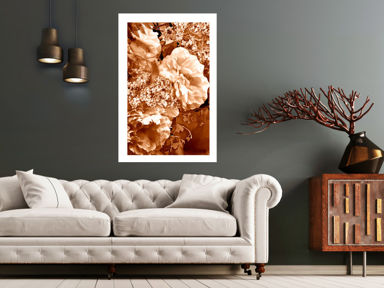 Poster Warm Scent - large and small plant flowers in autumn sepia tone 123854 additionalImage 4