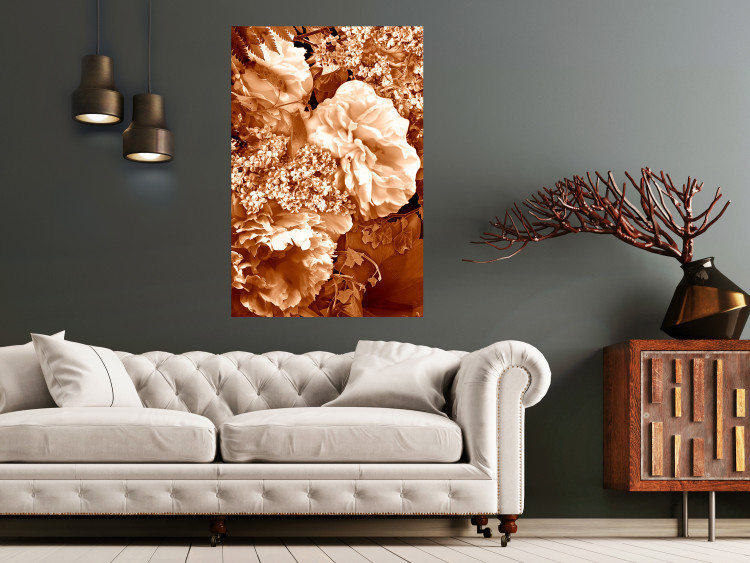 Poster Warm Scent - large and small plant flowers in autumn sepia tone 123854 additionalImage 14