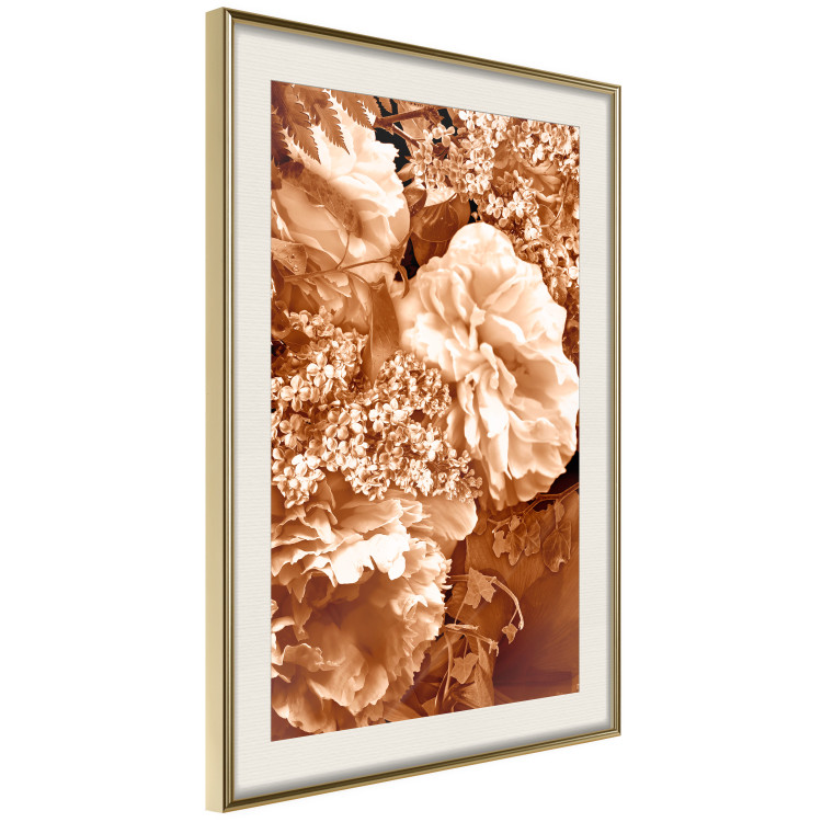 Poster Warm Scent - large and small plant flowers in autumn sepia tone 123854 additionalImage 2