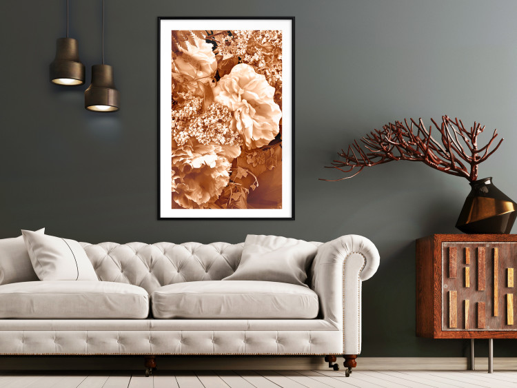 Poster Warm Scent - large and small plant flowers in autumn sepia tone 123854 additionalImage 6