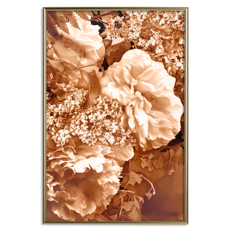 Poster Warm Scent - large and small plant flowers in autumn sepia tone 123854 additionalImage 26