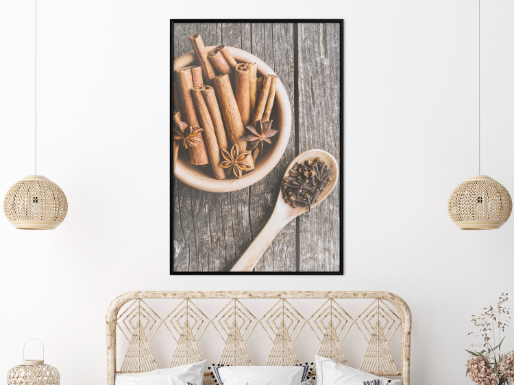 Poster Spice Scent - winter cinnamon spice lying on a wooden table 124454 additionalImage 5