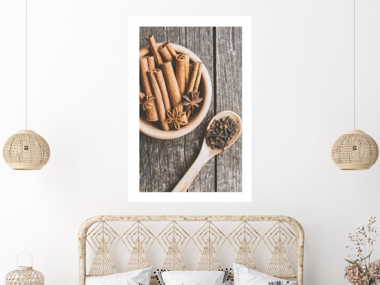 Poster Spice Scent - winter cinnamon spice lying on a wooden table 124454 additionalImage 4