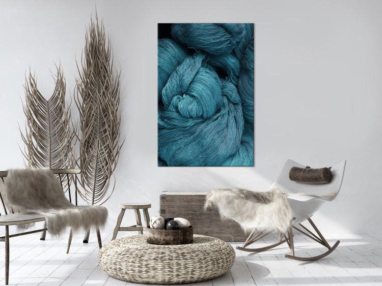 Canvas Print River of wool - an abstract depicting weave of turquoise yarns 124954 additionalImage 3