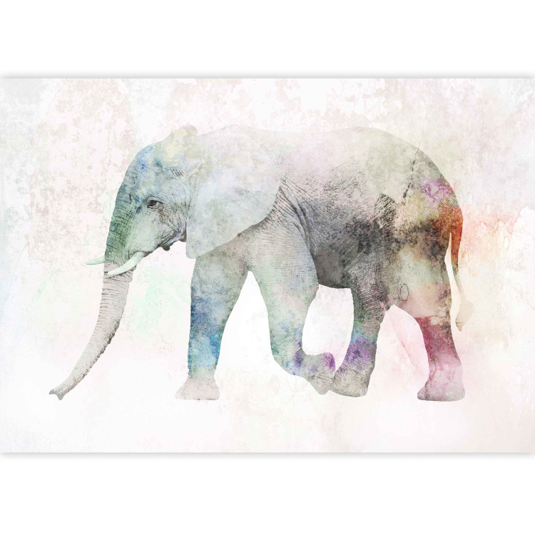 Photo Wallpaper African animals - elephant on a solid textured background with coloured accent 127554 additionalImage 3