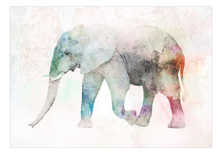 Photo Wallpaper African animals - elephant on a solid textured background with coloured accent 127554 additionalImage 1