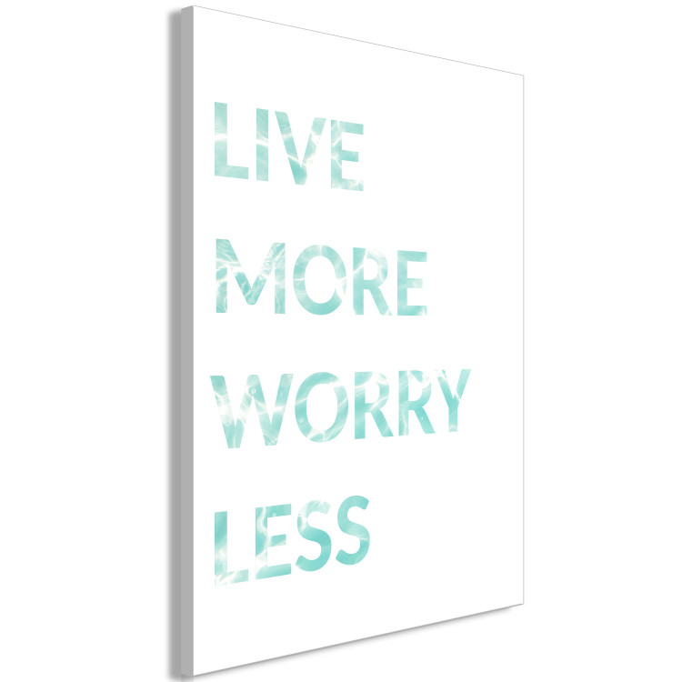 Canvas Art Print Mint English Live more worry less sign - on a white background 128354 additionalImage 2