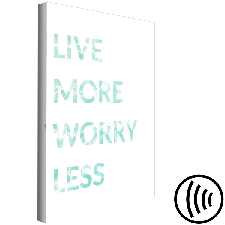 Canvas Art Print Mint English Live more worry less sign - on a white background 128354 additionalImage 6