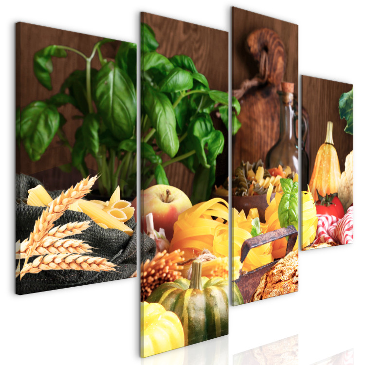 Canvas Art Print Mediterranean Kitchen (4-part) - still life of Italian vegetables 128954 additionalImage 2