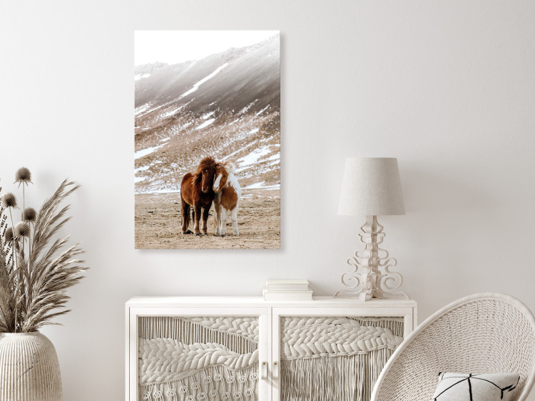 Canvas Print Warm Friendship (1-piece) Vertical - portrait of horses against mountain backdrop 130354 additionalImage 3
