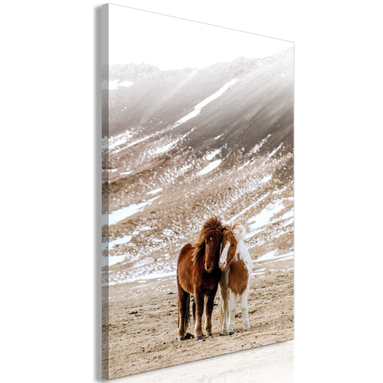 Canvas Print Warm Friendship (1-piece) Vertical - portrait of horses against mountain backdrop 130354 additionalImage 2