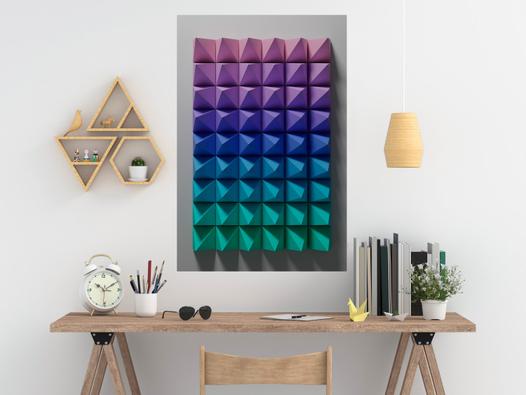 Poster Stillness - multicolored composition of a 3D-like geometric figure 130554 additionalImage 2