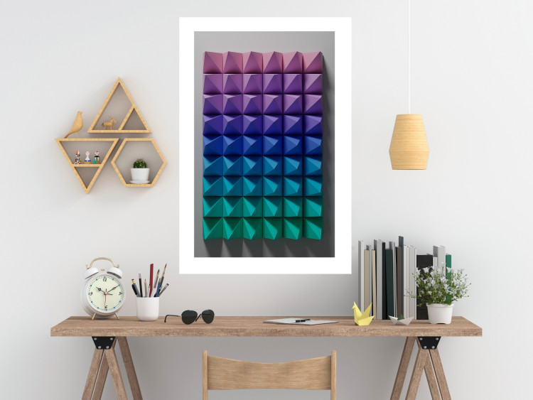 Poster Stillness - multicolored composition of a 3D-like geometric figure 130554 additionalImage 3