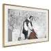 Wall Poster Maid - gray mural of a woman lifting a curtain off a brick wall 132454 additionalThumb 2