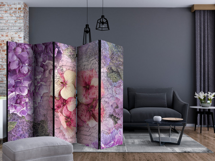 Folding Screen Memory II (5-piece) - romantic watercolor-painted flowers 132554 additionalImage 4