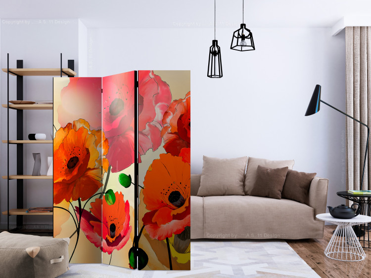 Room Divider Velvet Poppies (3-piece) - red wildflowers on a colorful meadow 132654 additionalImage 4