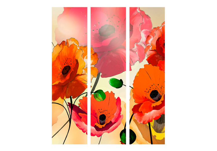 Room Divider Velvet Poppies (3-piece) - red wildflowers on a colorful meadow 132654 additionalImage 3