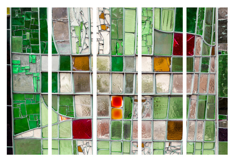 Folding Screen Emerald Stained Glass II (5-piece) - pattern with colorful mosaic on glass 132854 additionalImage 7