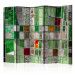Folding Screen Emerald Stained Glass II (5-piece) - pattern with colorful mosaic on glass 132854