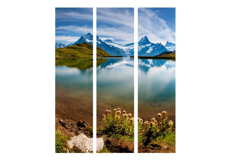 Room Separator Mountains Reflecting in Lake Surface II (3-piece) - nature landscape 132954 additionalImage 3