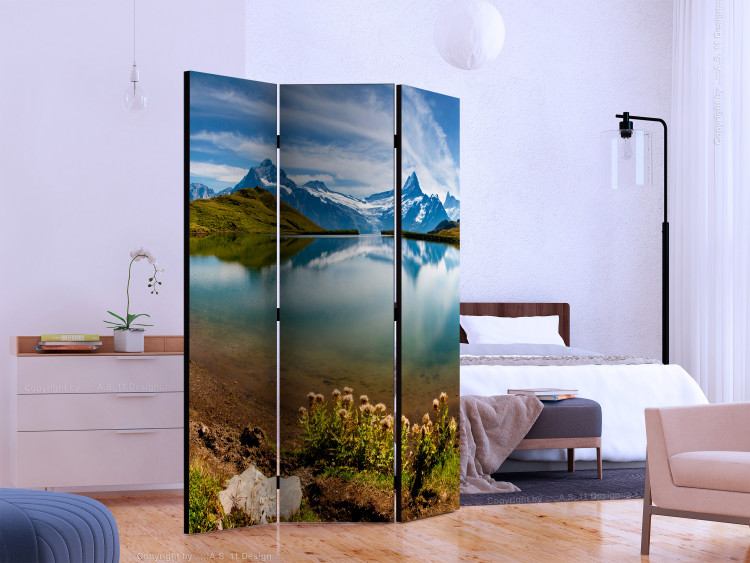 Room Separator Mountains Reflecting in Lake Surface II (3-piece) - nature landscape 132954 additionalImage 2