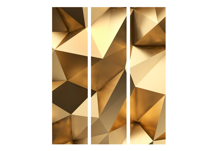 Room Divider Screen Golden Dome (3-piece) - elegant abstraction in golden color 133054 additionalImage 3