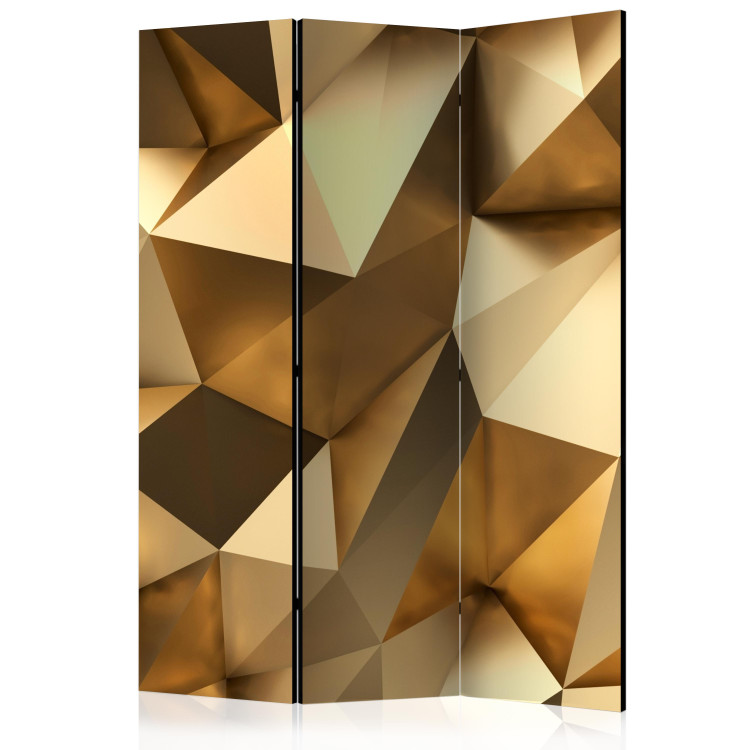 Room Divider Screen Golden Dome (3-piece) - elegant abstraction in golden color 133054