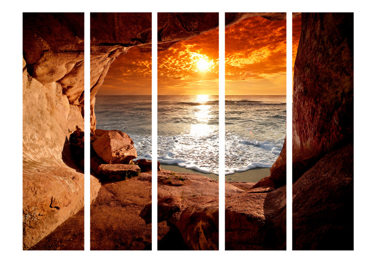 Room Divider Screen Exiting the Cave II (5-piece) - beautiful sunset over the sea 133154 additionalImage 3