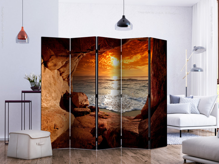 Room Divider Screen Exiting the Cave II (5-piece) - beautiful sunset over the sea 133154 additionalImage 2