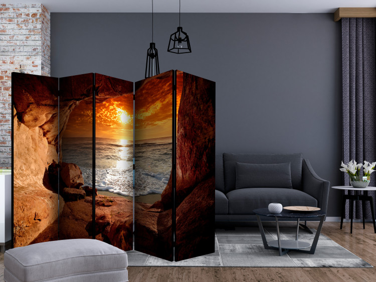 Room Divider Screen Exiting the Cave II (5-piece) - beautiful sunset over the sea 133154 additionalImage 4