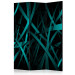 Folding Screen Dark Background (3-piece) - labyrinth of emerald ribbons and black background 133554